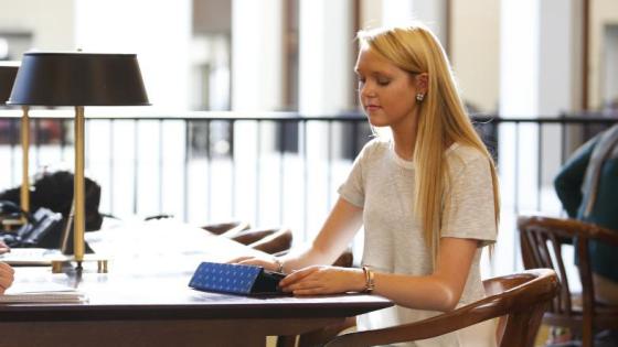 Student sitting at desk with laptop